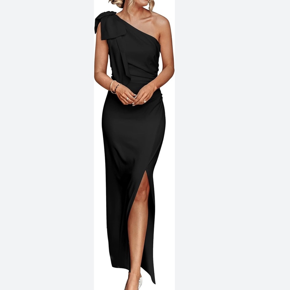 Pretty Garden Elegant Black One Shoulder Evening Dress